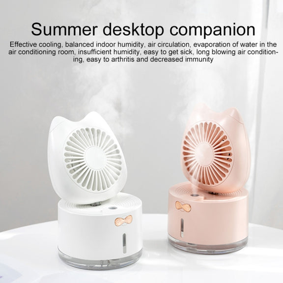BD-MM1 Cat Shape Household Desktop Rechargeable Spray Humidifier Fan (Pink)