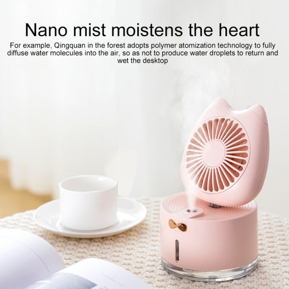 BD-MM1 Cat Shape Household Desktop Rechargeable Spray Humidifier Fan (Pink)