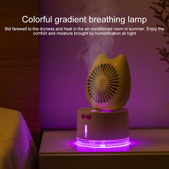 BD-MM1 Cat Shape Household Desktop Rechargeable Spray Humidifier Fan (White)