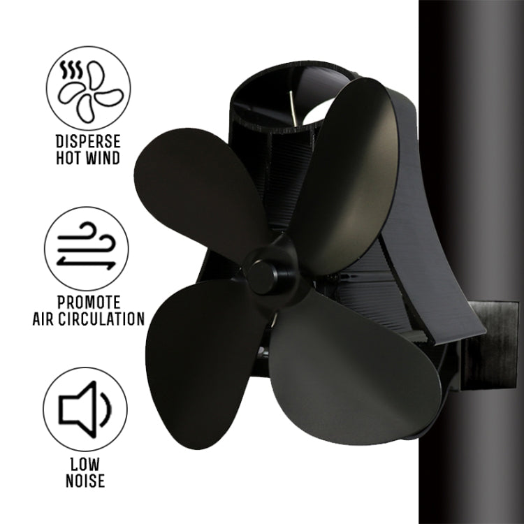 YL-105 4-Blade Aluminum Heat Powered Fireplace Stove Fan(Rose Red)
