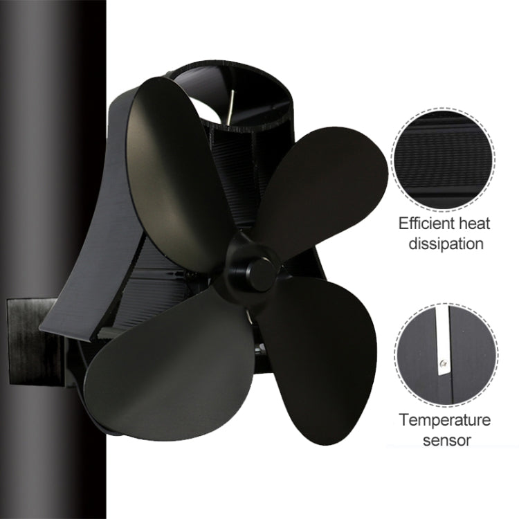 YL-105 4-Blade Aluminum Heat Powered Fireplace Stove Fan(Rose Red)