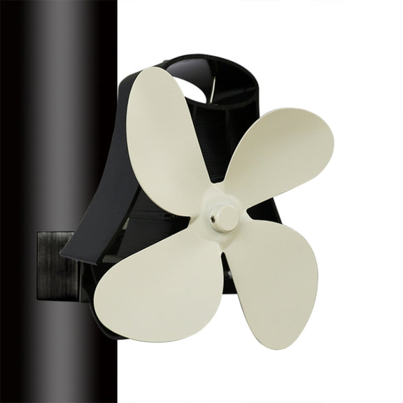 YL-105 4-Blade Aluminum Heat Powered Fireplace Stove Fan(White)