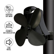 YL-105 4-Blade Aluminum Heat Powered Fireplace Stove Fan(White)