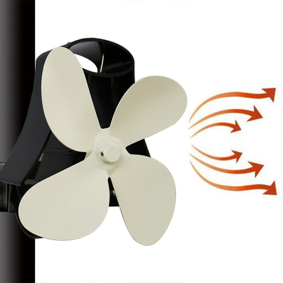 YL-105 4-Blade Aluminum Heat Powered Fireplace Stove Fan(White)