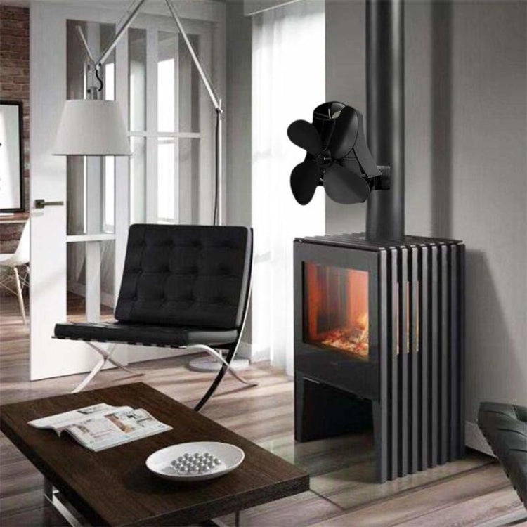YL-105 4-Blade Aluminum Heat Powered Fireplace Stove Fan(White)