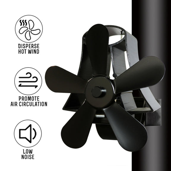YL-106 5-Blade High Temperature Aluminum Heat Powered Fireplace Stove Fan(Rose Red)