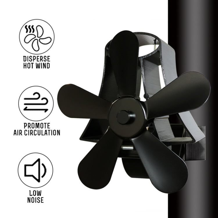 YL-106 5-Blade High Temperature Aluminum Heat Powered Fireplace Stove Fan(Rose Red)