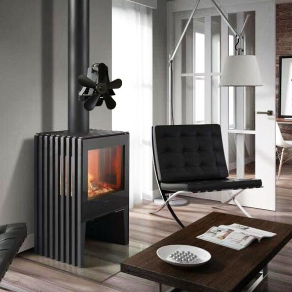 YL-106 5-Blade High Temperature Aluminum Heat Powered Fireplace Stove Fan(Rose Red)