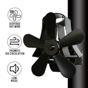 YL-106 5-Blade High Temperature Aluminum Heat Powered Fireplace Stove Fan(White)