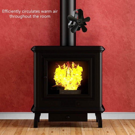 YL-106 5-Blade High Temperature Aluminum Heat Powered Fireplace Stove Fan(White)