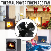YL201 4-Blade High Temperature Metal Heat Powered Fireplace Stove Fan (Black)