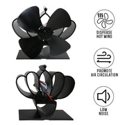 YL201 4-Blade High Temperature Metal Heat Powered Fireplace Stove Fan (Grey)