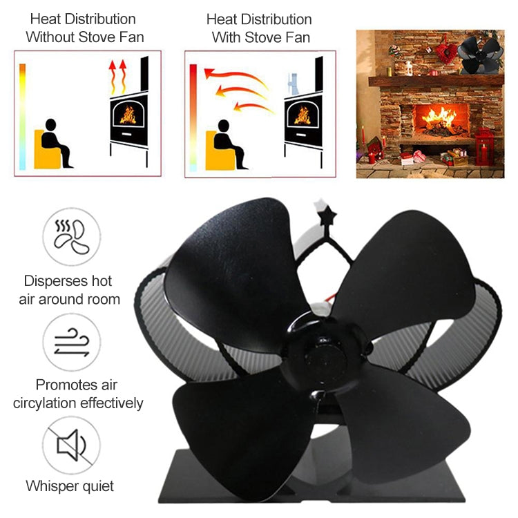 YL201 4-Blade High Temperature Metal Heat Powered Fireplace Stove Fan (Grey)