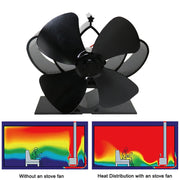 YL201 4-Blade High Temperature Metal Heat Powered Fireplace Stove Fan (Grey)