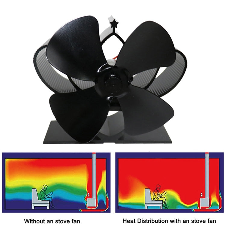 YL201 4-Blade High Temperature Metal Heat Powered Fireplace Stove Fan (Grey)