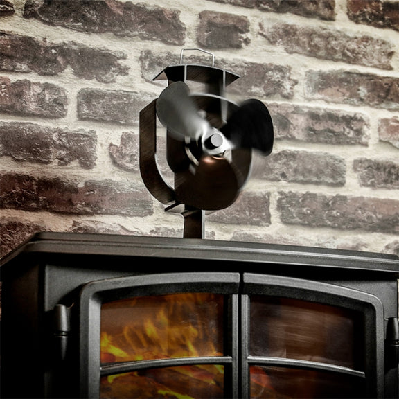 YL401 3-Blade High Temperature Metal Heat Powered Fireplace Stove Fan (Gold)
