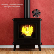 YL602 5-Blade High Temperature Metal Heat Powered Fireplace Stove Fan (Black)