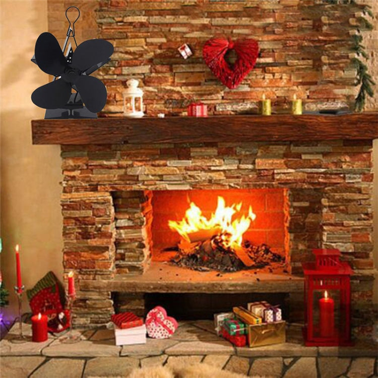 4-Blade Aluminum Heat Powered Fireplace Stove Fan (Gold)