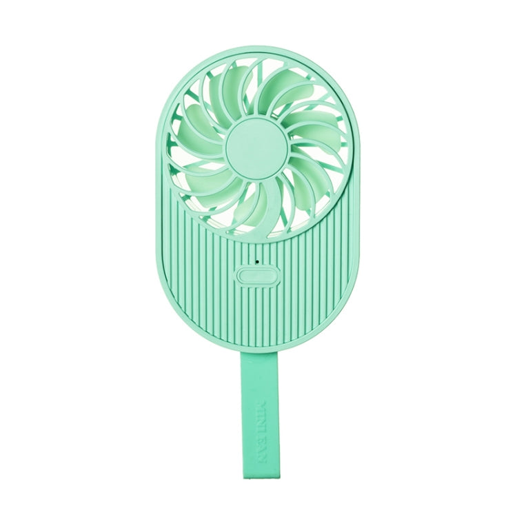 LLD-17 0.7-1.2W Ice Cream Shape Portable 2 Speed Control USB Charging Handheld Fan with Lanyard (Green)