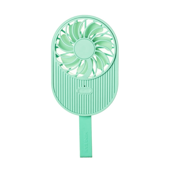 LLD-17 0.7-1.2W Ice Cream Shape Portable 2 Speed Control USB Charging Handheld Fan with Lanyard (Green)