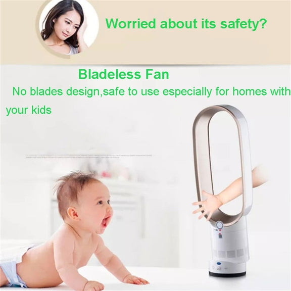 16 inch Household Mute Shaking Head Remote Control Desk Electric Leafless Fan (Blue)