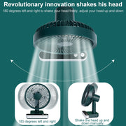F702 Automatic Shaking Desktop Electric Fan with LED Display (Green)