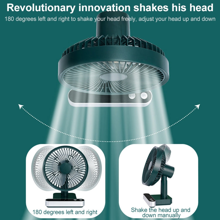 F702 Automatic Shaking Desktop Electric Fan with LED Display (Green)