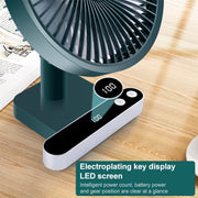 F702 Automatic Shaking Desktop Electric Fan with LED Display (Green)
