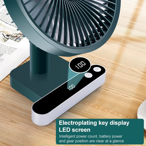 F702 Automatic Shaking Desktop Electric Fan with LED Display (Green)