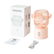 F6 Cactus Portable Mini Fan USB Shaking Head Handheld Desk Electric Fan (Dark Blue)