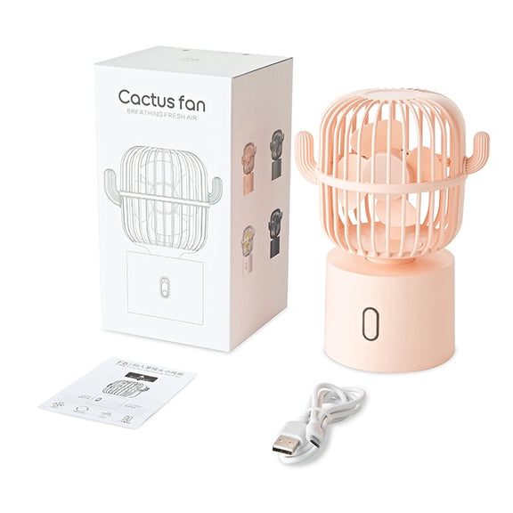 F6 Cactus Portable Mini Fan USB Shaking Head Handheld Desk Electric Fan (Dark Blue)