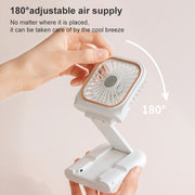 F30 Electroplating Handheld Fan Portable Desktop Folding Mute USB Hanging Neck Fan, Upgraded Version (Pink)