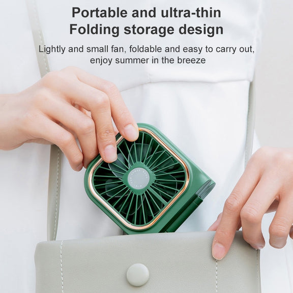 F30 Electroplating Handheld Fan Portable Desktop Folding Mute USB Hanging Neck Fan, Upgraded Version (Pink)