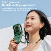 F30 Electroplating Handheld Fan Portable Desktop Folding Mute USB Hanging Neck Fan, Upgraded Version (White)