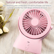 S1 Multi-function Portable USB Charging Mute Desktop Electric Fan Table Lamp, with 3 Speed Control (Pink)