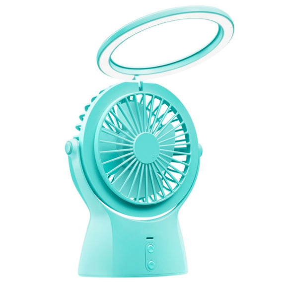 S1 Multi-function Portable USB Charging Mute Desktop Electric Fan Table Lamp, with 3 Speed Control (Mint Green)