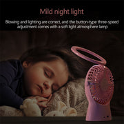 S1 Multi-function Portable USB Charging Mute Desktop Electric Fan Table Lamp, with 3 Speed Control (Mint Green)