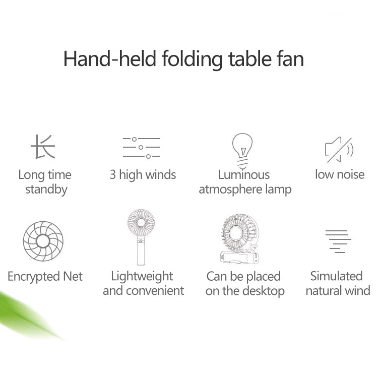 S2 Portable Foldable Handheld Electric Fan, with 3 Speed Control & Night Light (Purple)