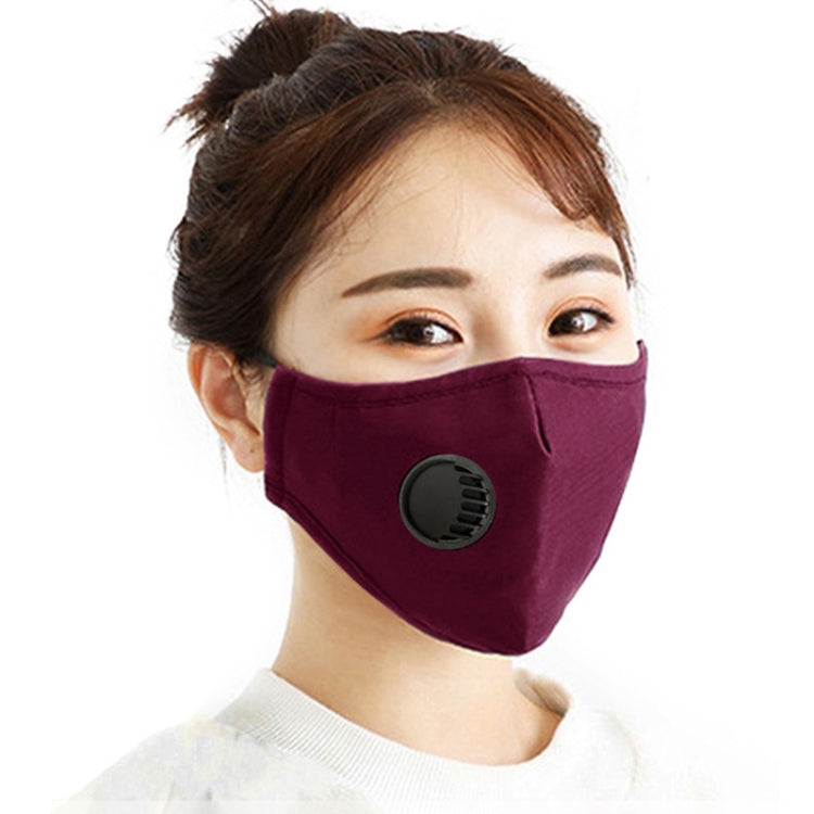 For Men Women Washable Replaceable Filter Breath-Valve PM2.5 Dustproof Face Mask(Dark Red) - free shipping - PMC Jewellery - Order now!