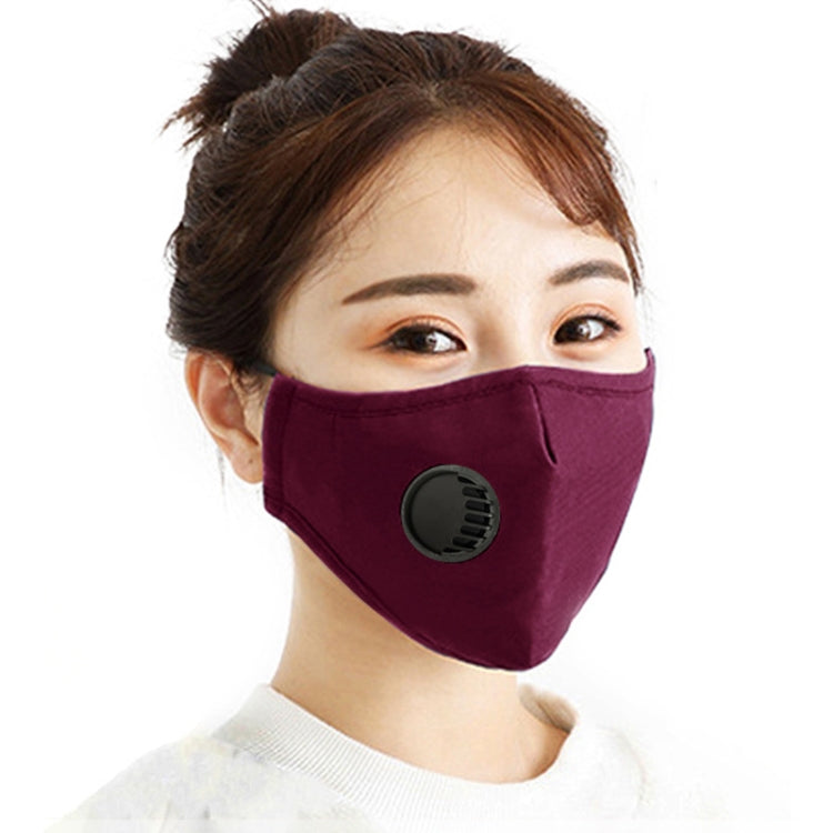 For Men Women Washable Replaceable Filter Breath-Valve PM2.5 Dustproof Face Mask(Dark Red) - free shipping - PMC Jewellery - Order now!