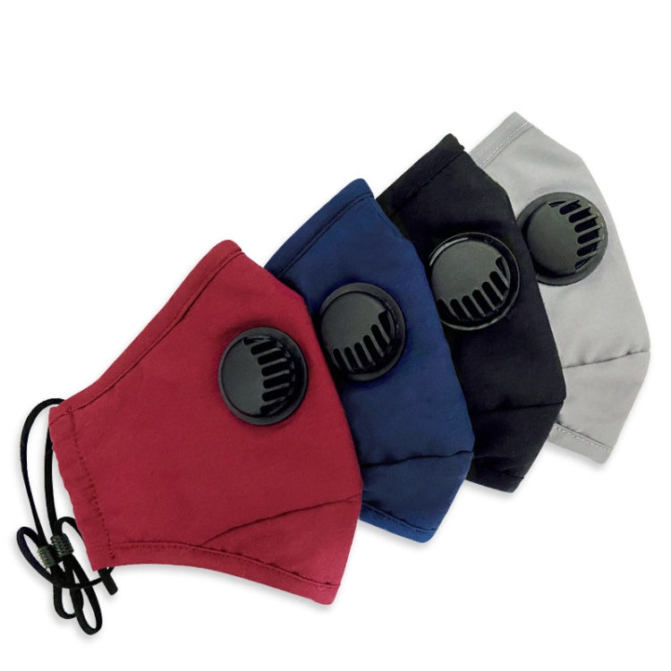 For Men Women Washable Replaceable Filter Breath-Valve PM2.5 Dustproof Face Mask(Black)