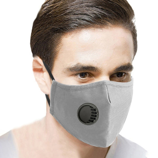 For Men Women Washable Replaceable Filter Breath-Valve PM2.5 Dustproof Face Mask(Grey) - Protect Case by PMC Jewellery | Online Shopping South Africa | PMC Jewellery | Buy Now Pay Later Mobicred