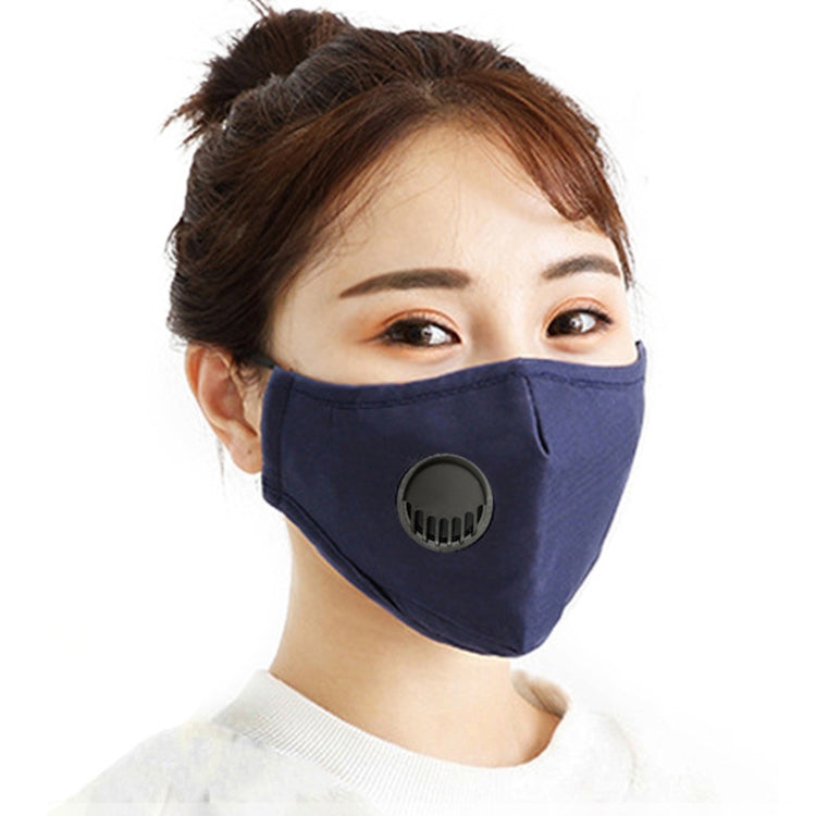 For Men Women Washable Replaceable Filter Breath-Valve PM2.5 Dustproof Face Mask(Navy Blue) - Protect Case by PMC Jewellery | Online Shopping South Africa | PMC Jewellery | Buy Now Pay Later Mobicred