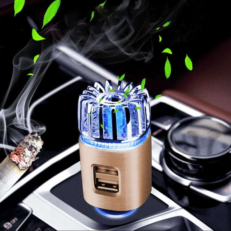2 in 1 Car Negative-ion  Aromatherapy Air Purifier Humidifier + Dual USB Port Car Charger (Gold) - free shipping - PMC TechLife - Order now!