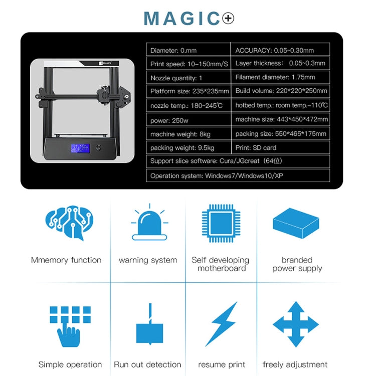 JGAURORA Magic 250W LCD Display Desktop 3D Printer with Knob Control - free shipping - PMC Jewellery - Order now!