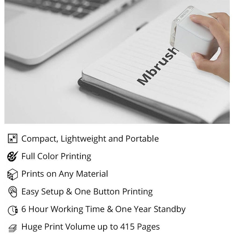 MBrush01 1200 DPI Mini Portable Colorful Printer - Printer by PMc TechLife | Online Shopping South Africa | PMc TechLife | Buy Now Pay Later Mobicred