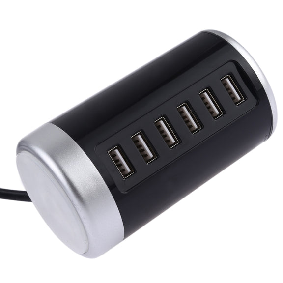 XLD4 30W 6-USB Ports Charger Station Power Adapter AC100-240V, US Plug(Black)