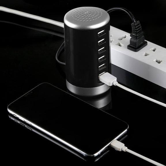 XLD4 30W 6-USB Ports Charger Station Power Adapter AC100-240V, US Plug(Black)