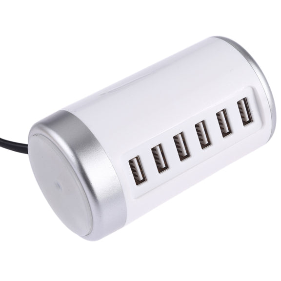 30W 6-USB Ports Charger Station Power Adapter AC100-240V, US Plug(White)