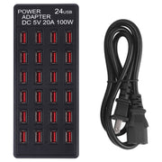 100W 24 USB Ports Fast Charger Station Smart Charger with LED Indicator AC 100-240V, US Plug(Black)